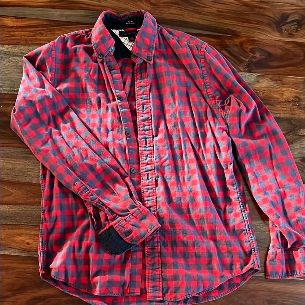 Tommy Hilfiger Red and Blue Checkered Men's Shirt